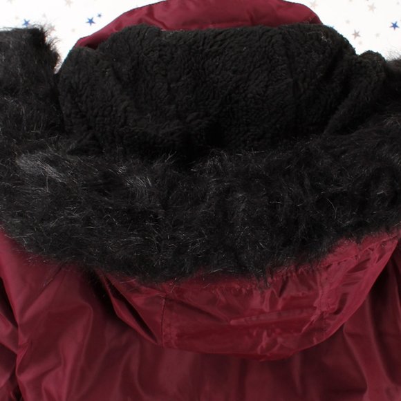 NWT with Defect Burgundy Fur lined Hood Anorak Parka Jacket - Picture 10 of 14